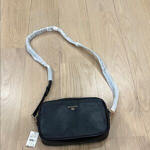 Michael Kors Black Pebbled Leather Crossbody with Gold Hardware